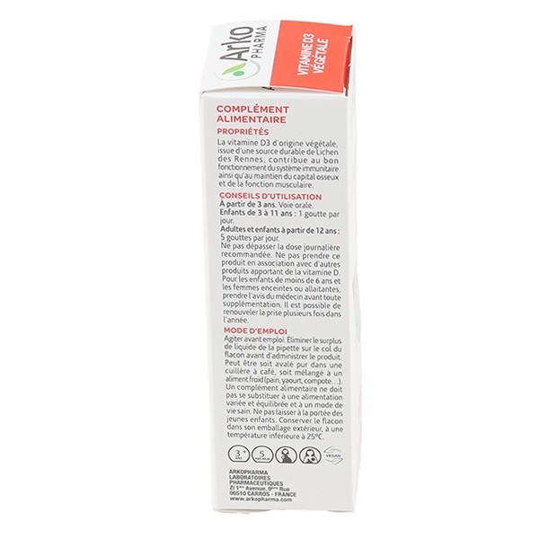 Arkopharma vitamine D3 végétale gouttes buvables