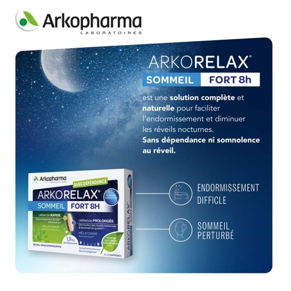 Arkorelax sommeil fort 8 heures comprimés