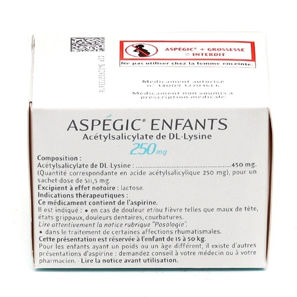 Aspégic 250 mg enfants sachet