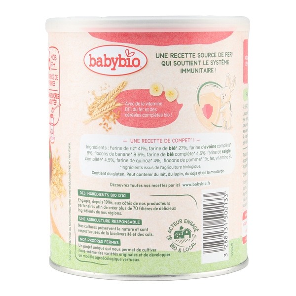 Babybio 5 céréales Immunité Banane pomme