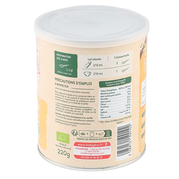 Babybio céréales vanille bio