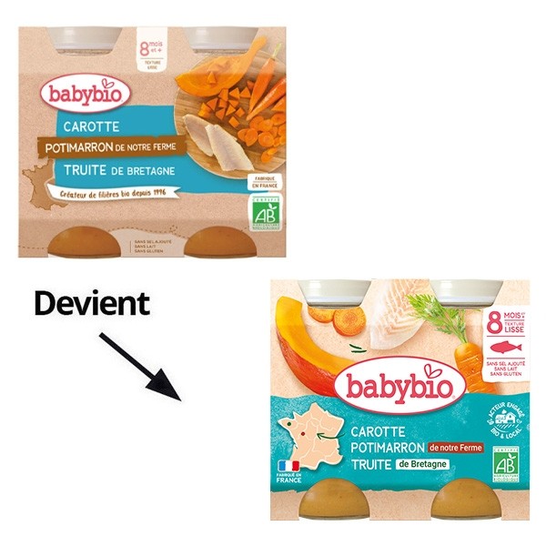 Babybio Petits Pots bébé Carotte Potimarron Truite