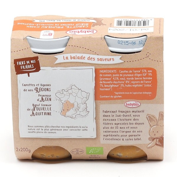 Babybio Petits Pots bébé Carotte Pruneau Boeuf