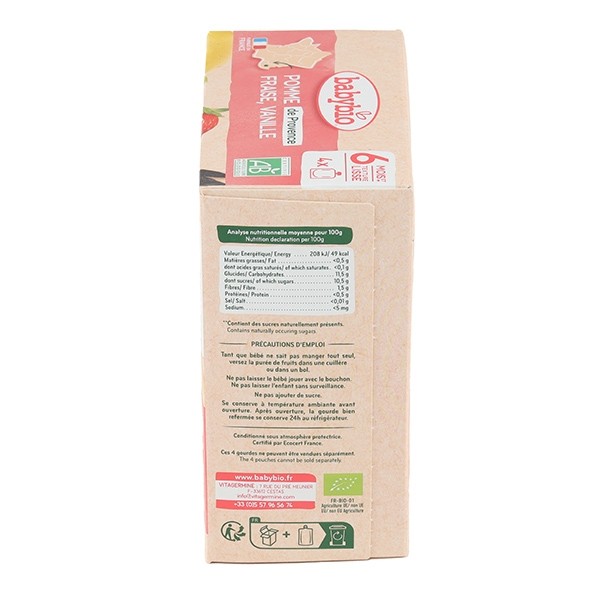 Babybio Gourdes Pomme Fraise Vanille bio