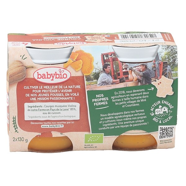 Babybio Petits Pots bébé Courge violina Bio