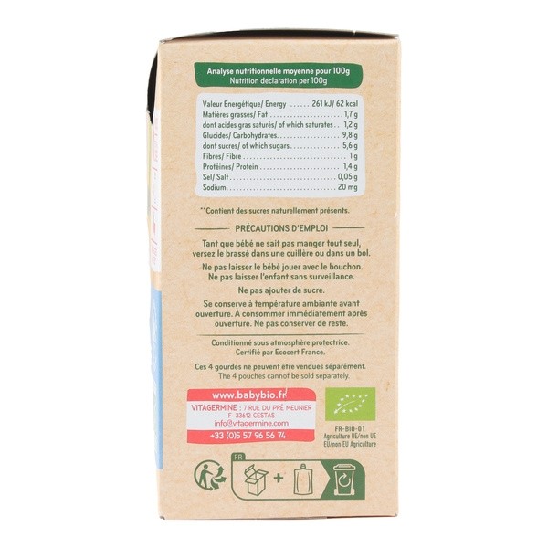 Babybio Gourdes Brassé Chèvre Pomme Framboise bio