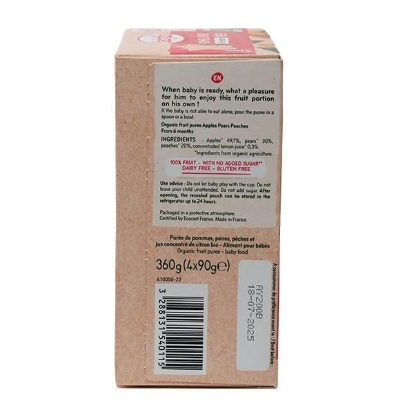 Babybio Gourdes Pomme Poire Pêche bio