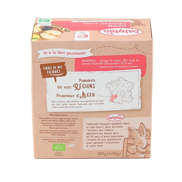 Babybio Gourdes Pomme Pruneau d'Agen Bio