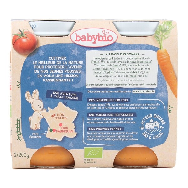 Babybio Petits Pots bébé Carotte Tomate Pâtes