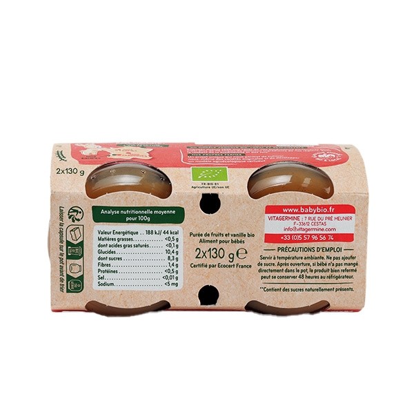 Babybio Petits Pots bébé Poire Fraise Vanille bio