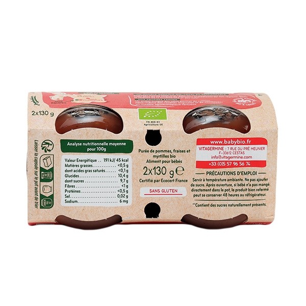 Babybio Petits Pots bébé Pomme Fraise