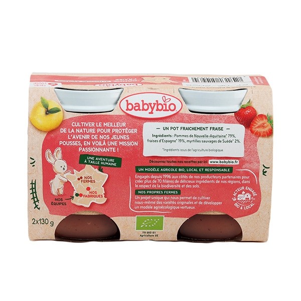 Babybio Petits Pots bébé Pomme Fraise