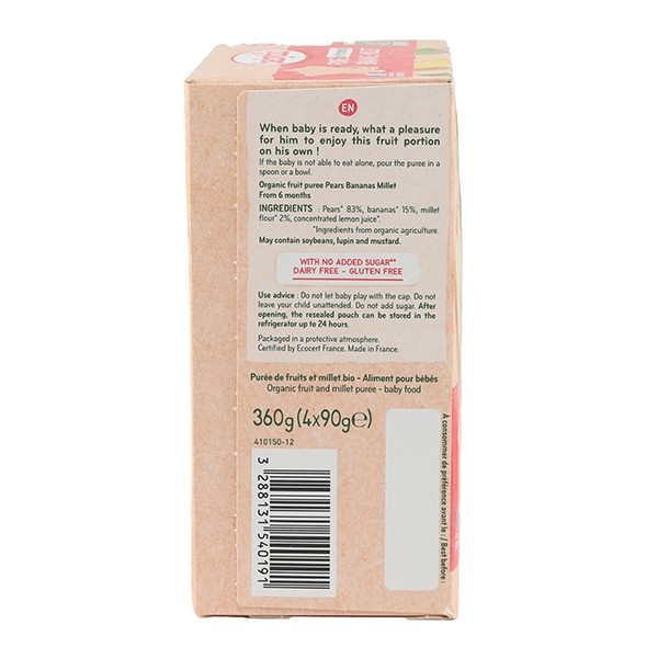 Babybio Gourdes Poire Banane Millet bio