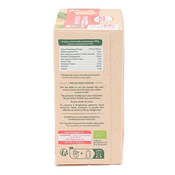 Babybio Gourdes Pomme Orange Banane