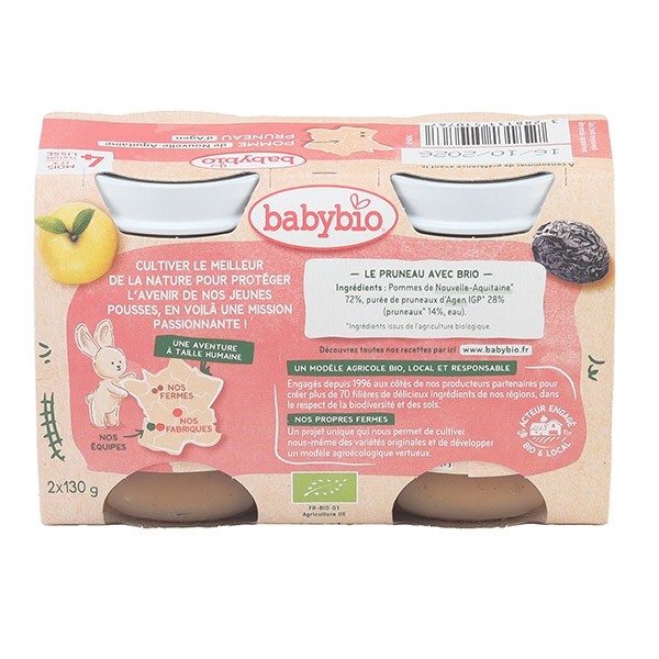 Babybio Petits Pots bébé Pomme Pruneau bio