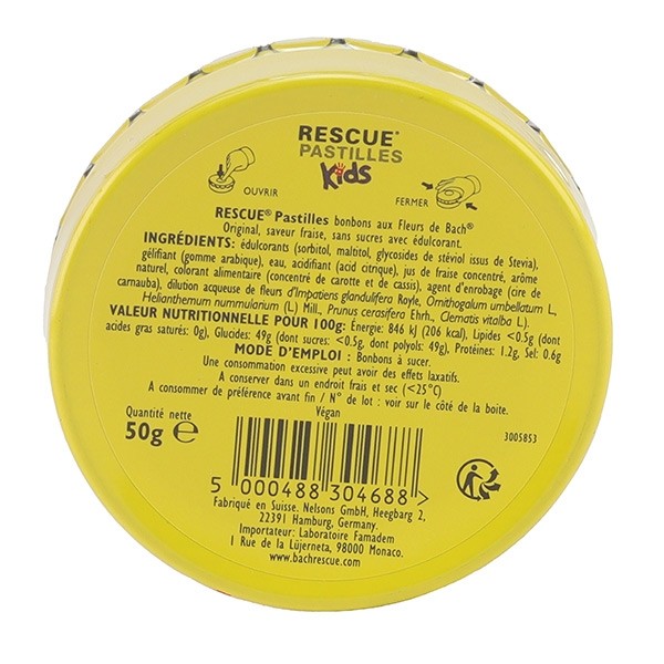 Fleurs de Bach Rescue Kids fraise pastilles