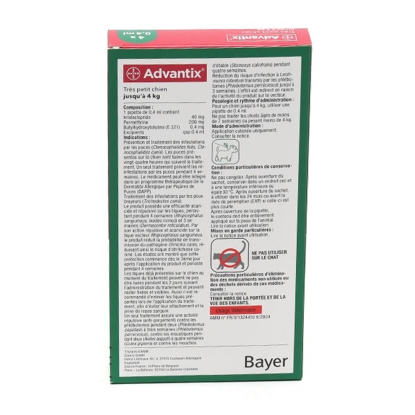 Advantix Chien pipettes anti puces