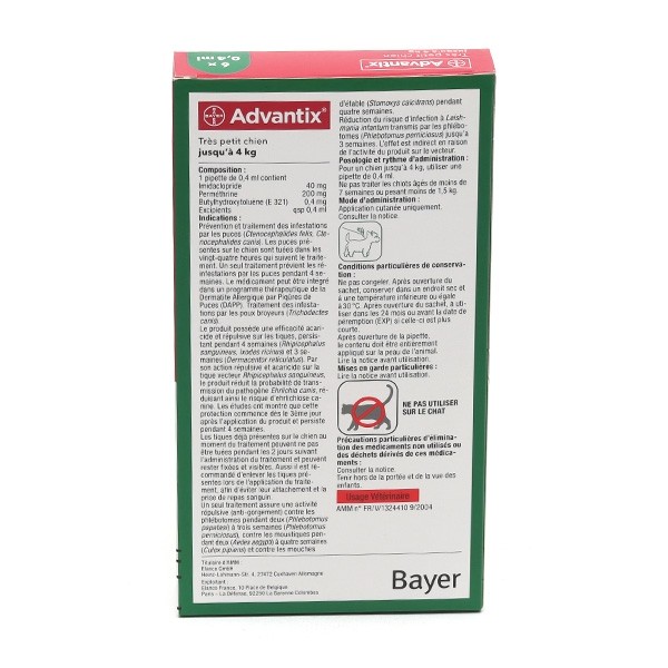 Advantix Chien pipettes anti puces