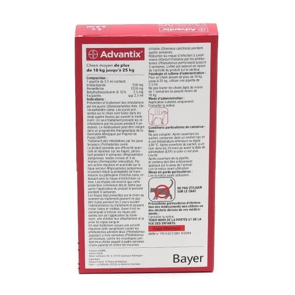 Advantix Chien pipettes anti puces