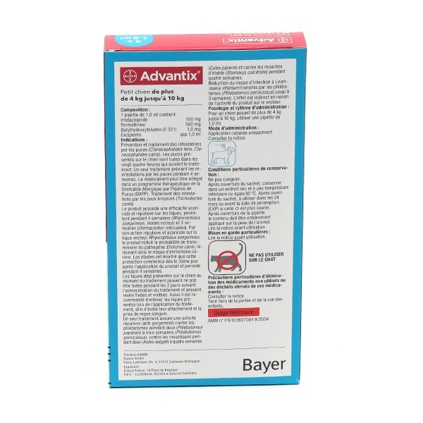 Advantix Chien pipettes anti puces
