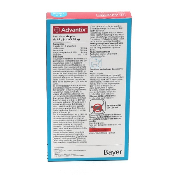 Advantix Chien pipettes anti puces