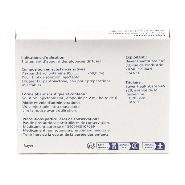 Bepanthène injection Chute de cheveux