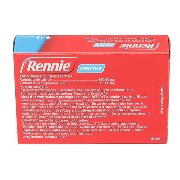 Rennie menthe comprimé à croquer