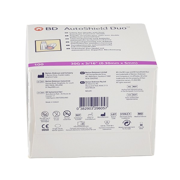 BD AutoShield Duo aiguille 5mm pour stylo à insuline par 100