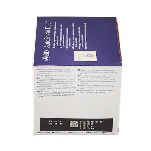 BD AutoShield Duo aiguille 5mm pour stylo à insuline par 100