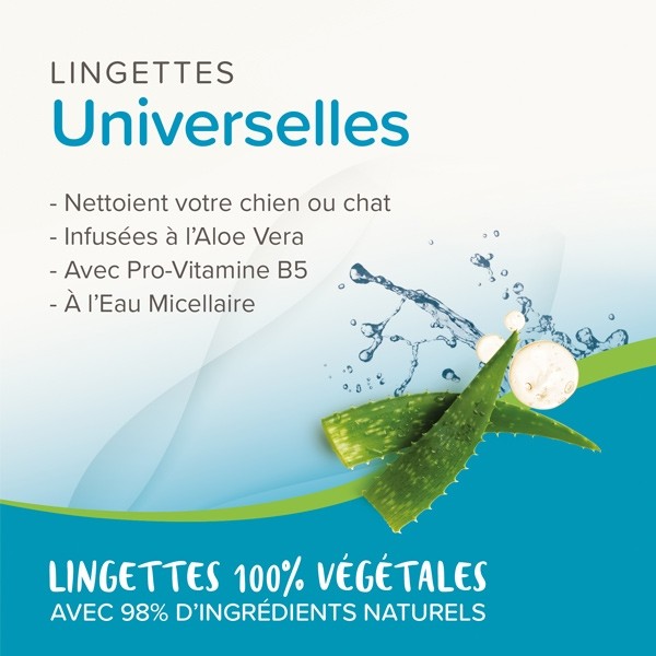 Beaphar lingettes nettoyantes universelles pour chien et chat