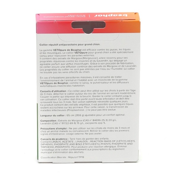 Collier répulsif antiparasitaire Vetopure Chien
