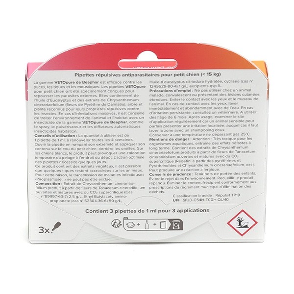 Vetopure Chien Pipettes antiparasitaires répulsives