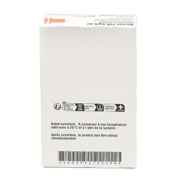 Bécilan 250 mg/5 ml solution injectable ampoules