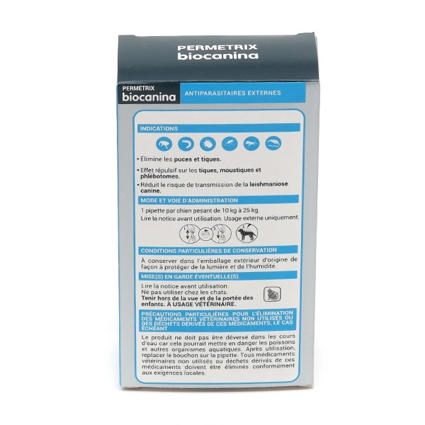 Biocanina Permetrix pipettes anti puce Chien