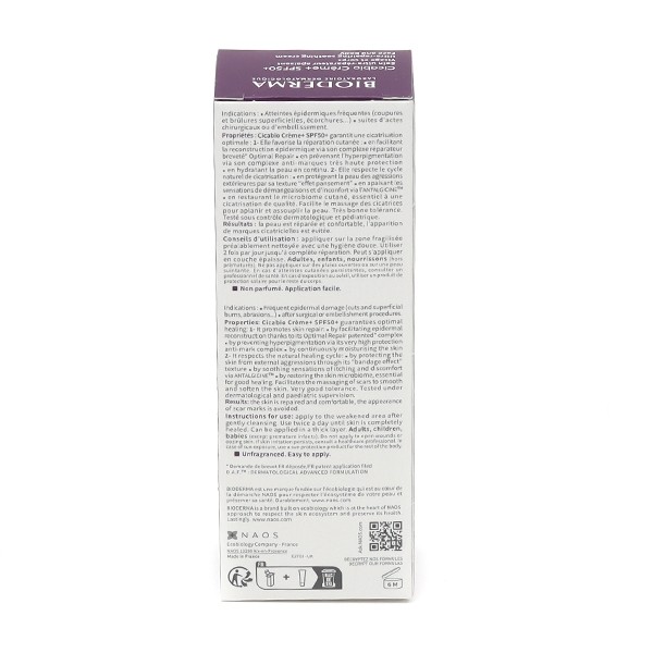 Bioderma Cicabio Creme+ SPF 50+ Soin ultra réparateur apaisant