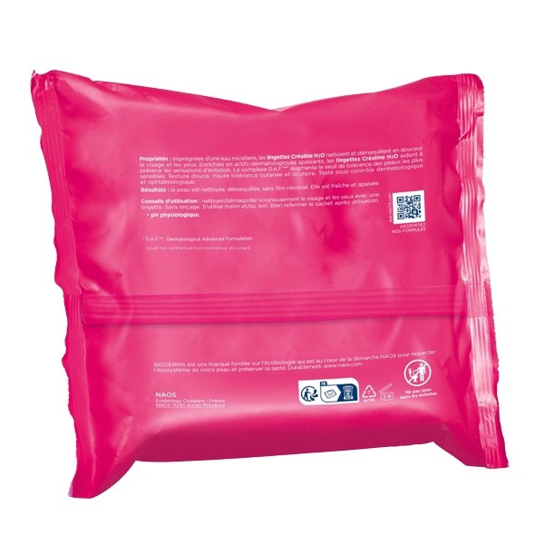 Bioderma Créaline H2O lingette nettoyante démaquillante