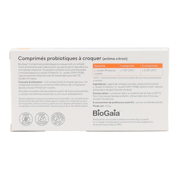Biogaia comprimés probiotiques à croquer