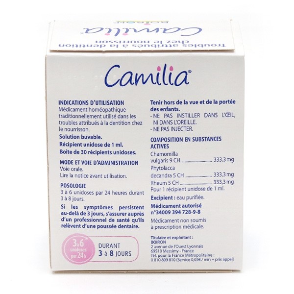 Camilia dents bébé Boiron unidoses