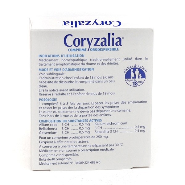 Boiron Coryzalia rhume comprimé orodispersible