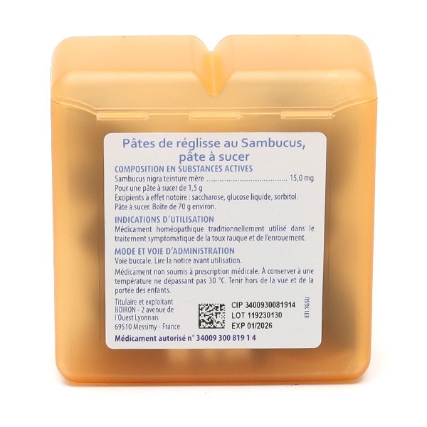 Pâtes de réglisse au Sambucus Boiron