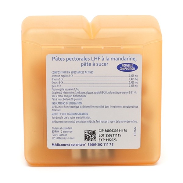 Boiron pâtes pectorales LHF à la mandarine