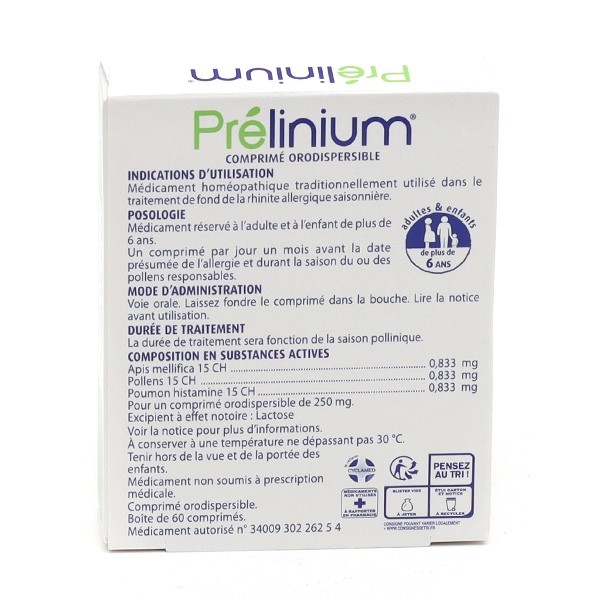 Boiron Prélinium Rhinite allergique comprimé orodispersible