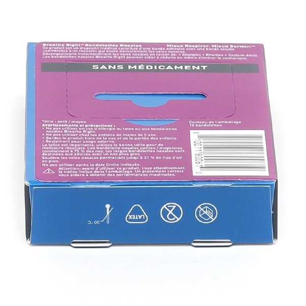 Breathe Right Sensitive bandelettes nasales