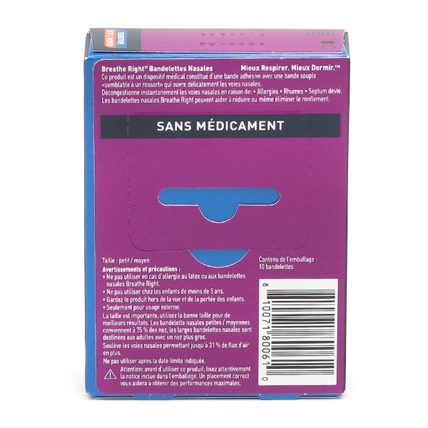 Breathe Right Sensitive bandelettes nasales