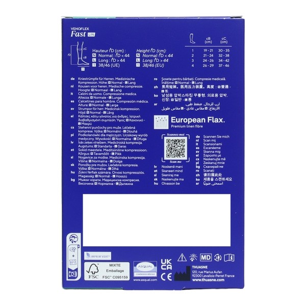 Venoflex Fast Lin Chaussettes de contention Homme classe 2