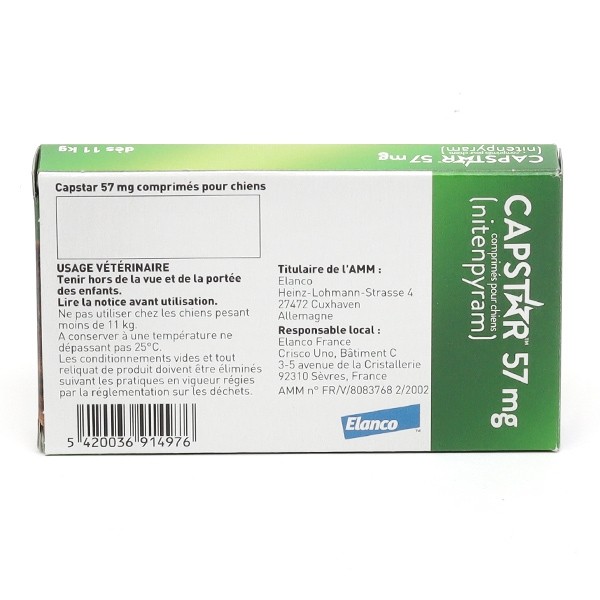 Capstar pour chien traitement anti puces en comprimés
