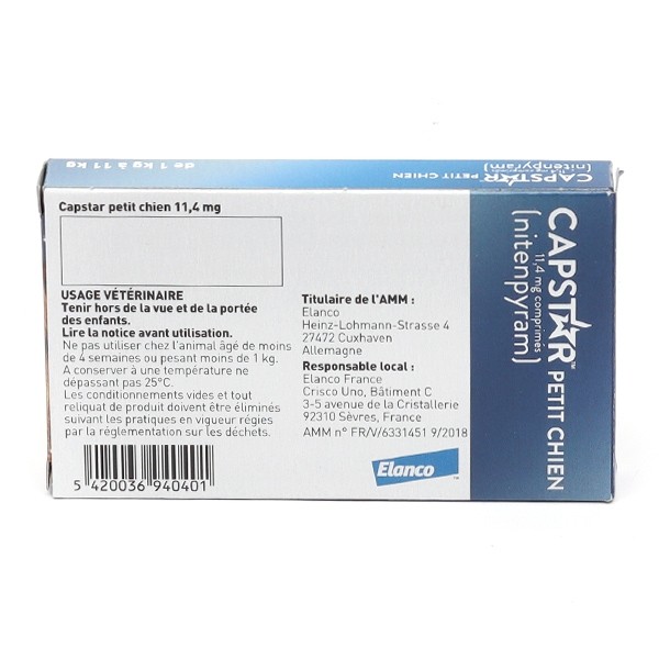 Capstar pour chien traitement anti puces en comprimés