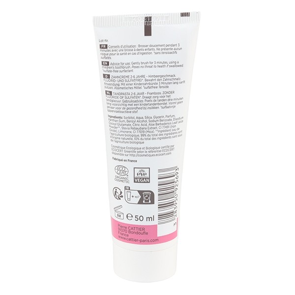 Cattier Dentifrice enfants Bio Framboise