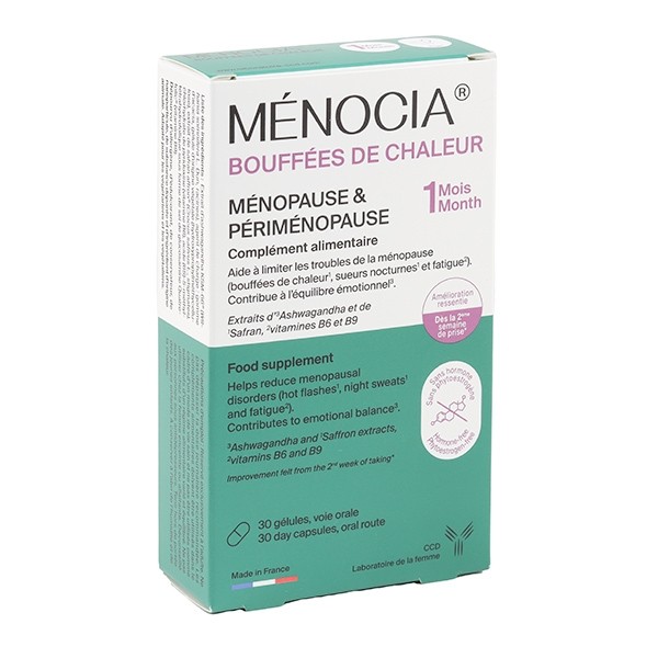 Ménocia Bouffées de chaleur Ménopause & Périménopause gélules