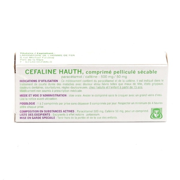 Cefaline Hauth paracétamol 500 mg/ caféine 50 mg comprimé
